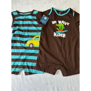 Carter's Romper Baby Boy 18m Infant 2 Pc Lot Shorts Bodysuit NWT Surfing Carters